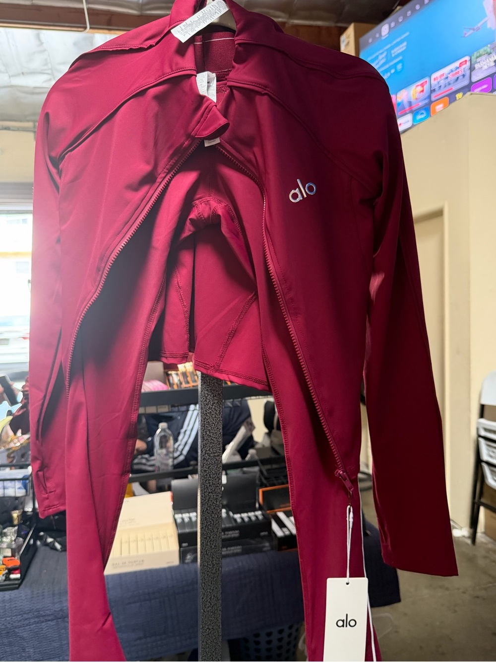 Women's Burgundy Zip-Front Bomber Jacket